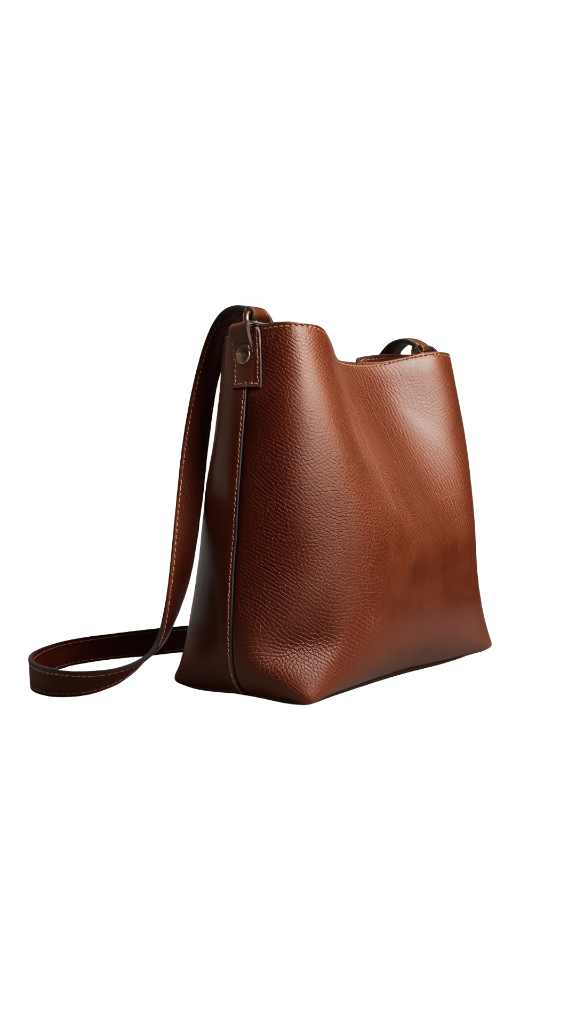 UNICON LEATHER - Hand-Turned Cognac Pebbled Leather Shoulder Bag