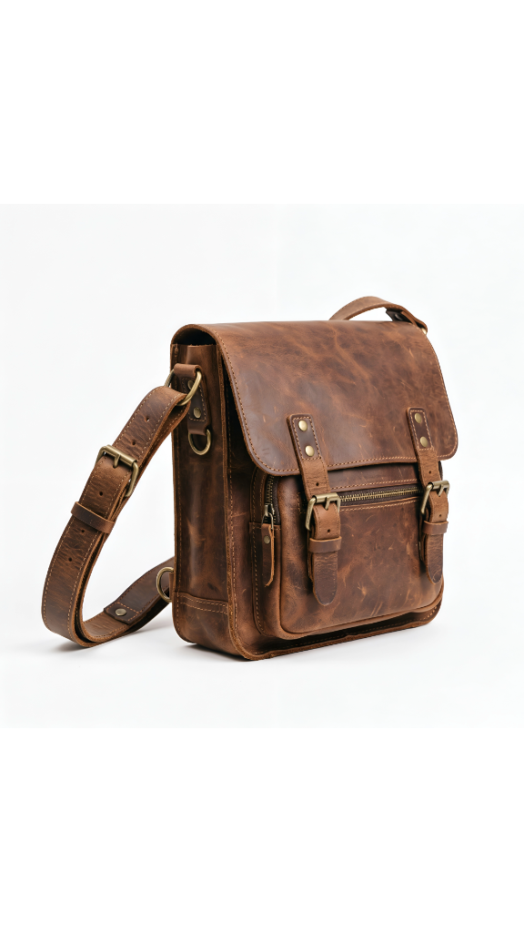 UNICON LEATHER - Handcrafted Vintage Pull-Up Leather Messenger Satchel